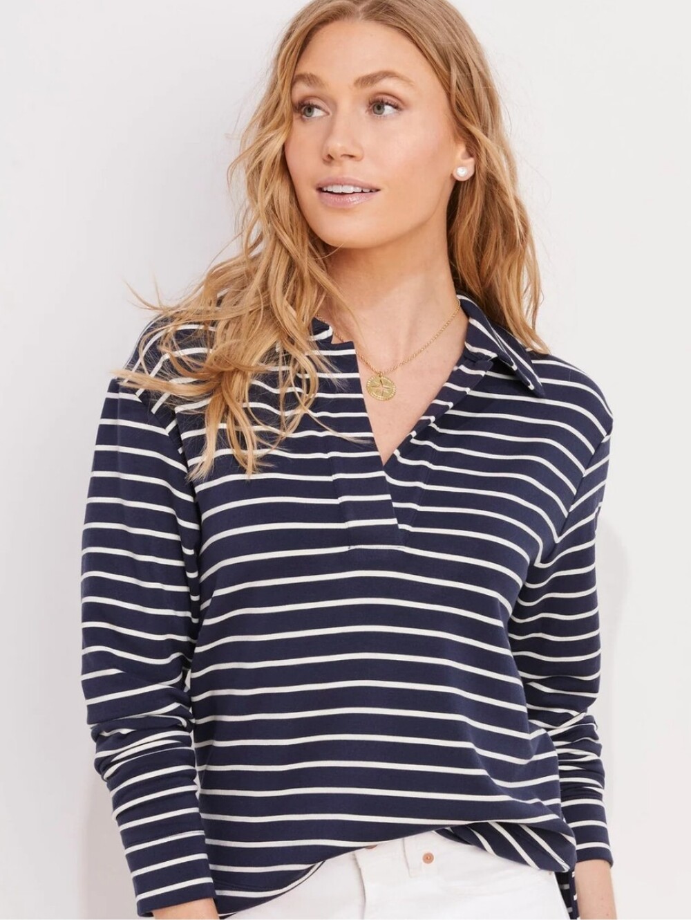 Vineyard Vines Navy & White Striped Dreamcloth Polo Shirt